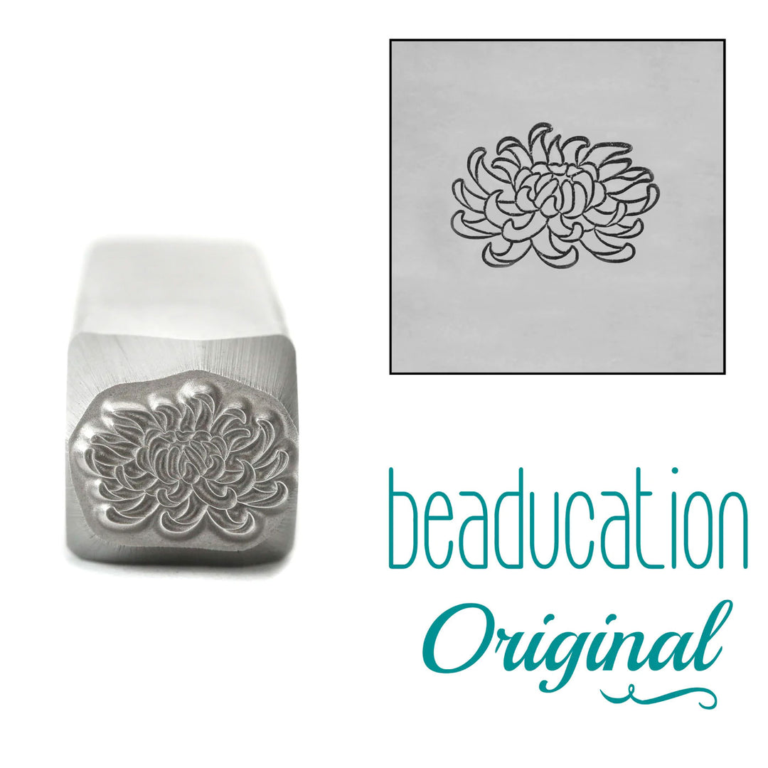 COMING SOON - Chrysanthemum Metal Design Stamp, November Birth Month Flower, 8.25mm - Beaducation Original
