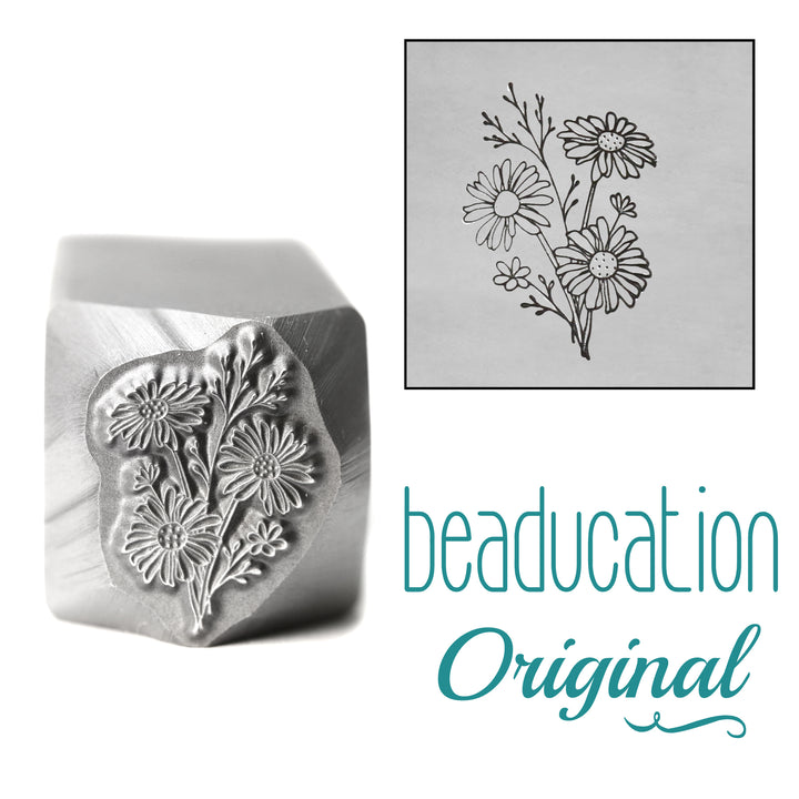 Daisy Bouquet Metal Design Stamp, 14mm - Beaducation Original