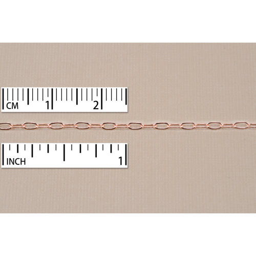 Chain & Clasps Rose Gold Filled Drawn Cable Chain 3.5mm x 2mm, by the Inch