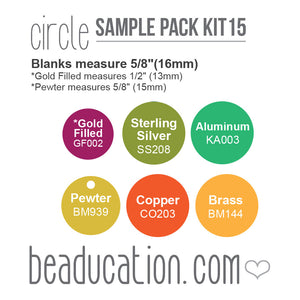 Mixed Metals Round, Disc, Circle Stamping Blanks Sample Pack