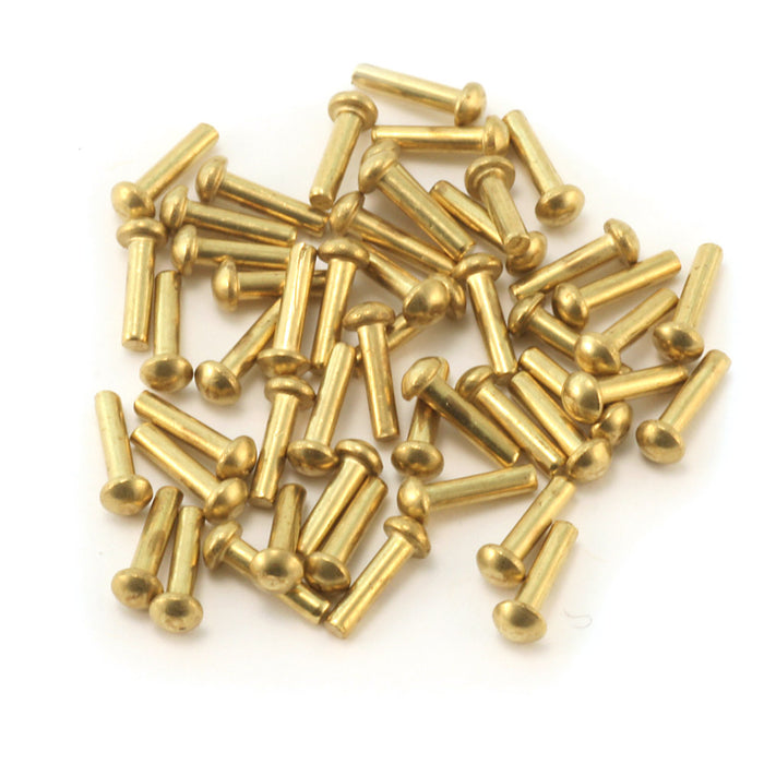 Brass Round Head 1/16" Rivets, 1/4" Long, Pack of 50