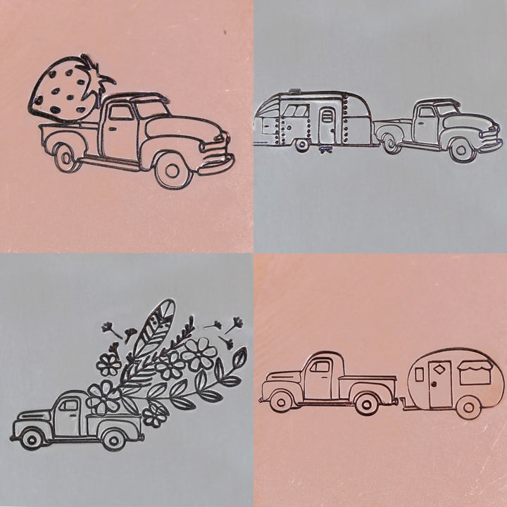 Vintage Truck Driving Right Metal Design Stamp, 11mm - Beaducation Original