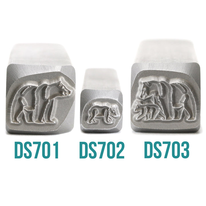 Mama (or Papa) &amp; Baby Bear Walking Right Metal Design Stamp, 11mm - Beaducation Original