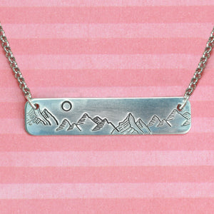 Two Mountains, Tall Peak on the Left Metal Design Stamp, 12mm - Beaducation Original