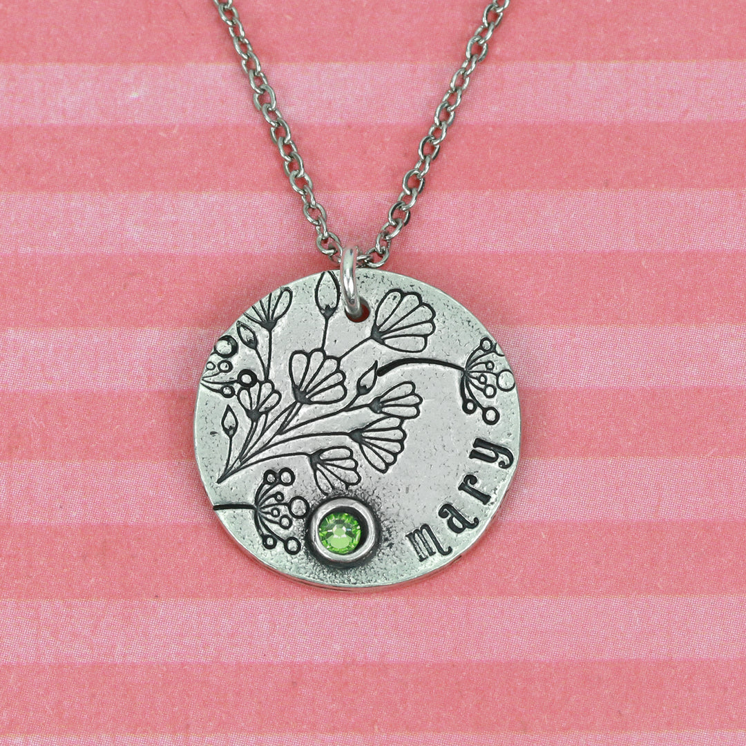 Pewter Round, Disc, Circle with Birthstone Bezel, 21mm (.83"), 16 Gauge