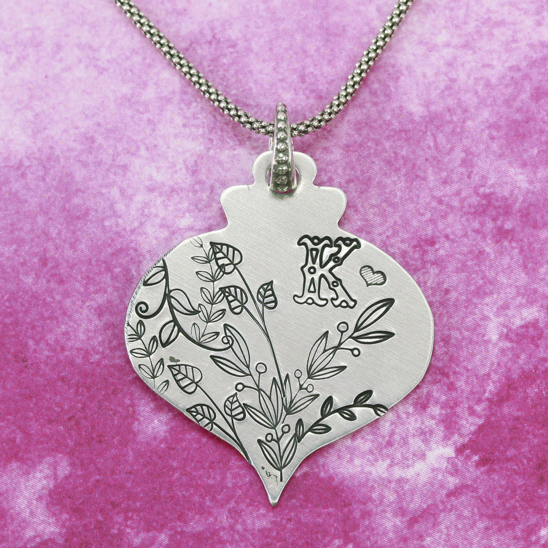 Long Stem with Three Leaves Metal Design Stamp, 17mm - Beaducation Original