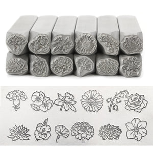 Birth Month Flower Metal Design Stamps, Set of 12, 11mm Flowers - Beaducation Original