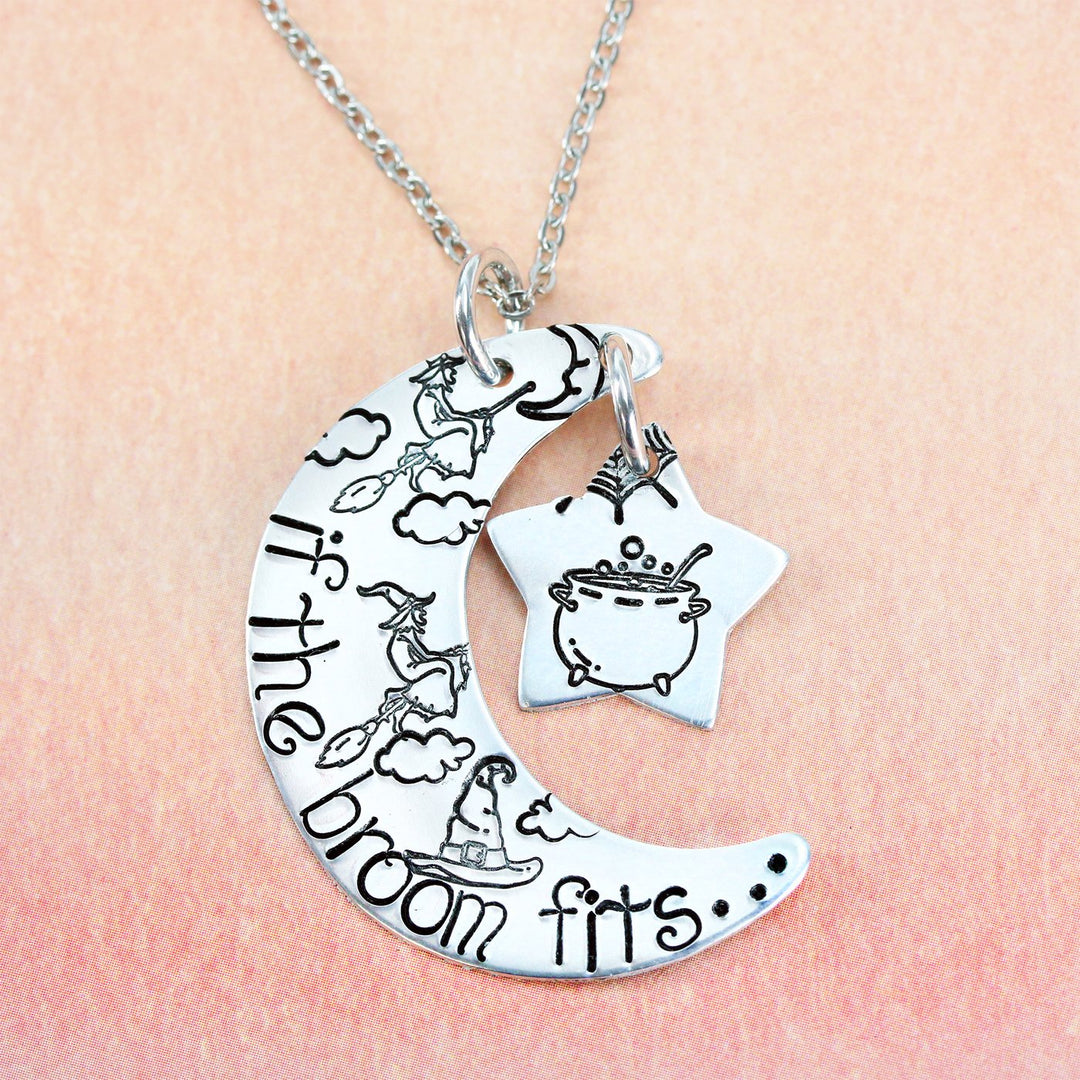 Witch on Broom Flying Right Metal Design Stamp, 11.2mm - Beaducation Original