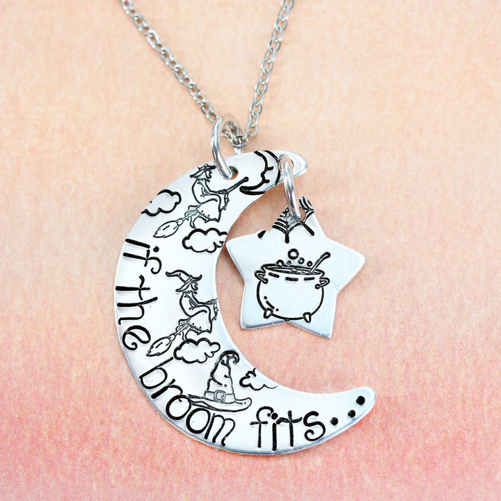 Witch on Broom Flying Right Metal Design Stamp, 11.2mm - Beaducation Original
