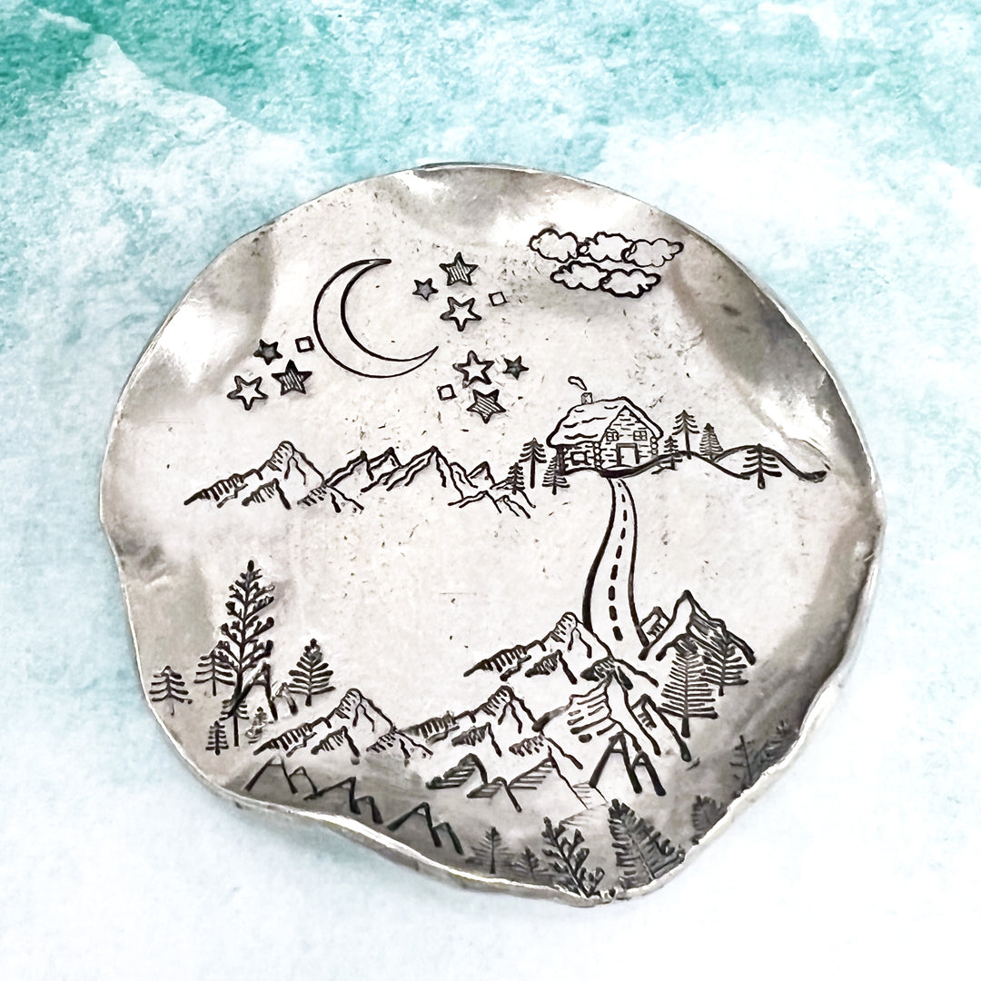 Pewter Wavy Edge Round Trinket Tray / Dish Keepsake Stamping Blank - Beaducation Original