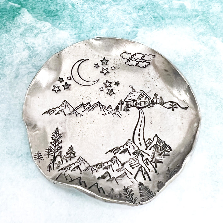 Pewter Wavy Edge Round Trinket Tray / Dish Keepsake Stamping Blank - Beaducation Original