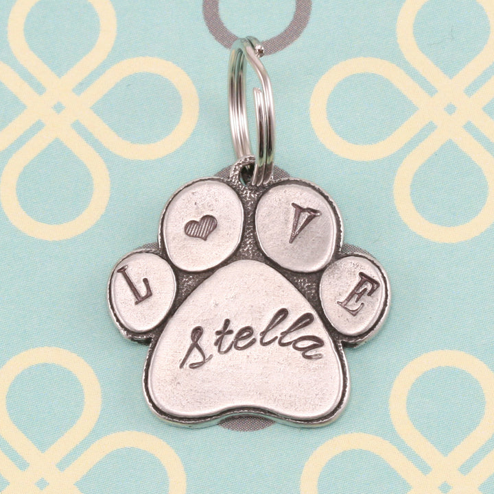 Pewter Dog Paw Pendant, 23mm (.9") x 23mm (.9"), 16 Gauge