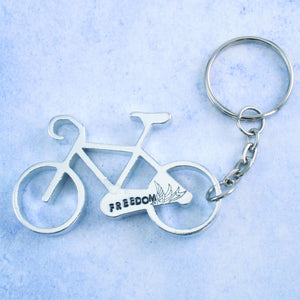 Aluminum Bicycle Bottle Opener Keychain, 57mm (2.24") x 34mm (1.34")