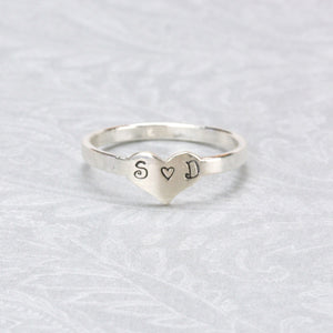 Sterling Silver Heart Ring Stamping Blank, SIZE 6