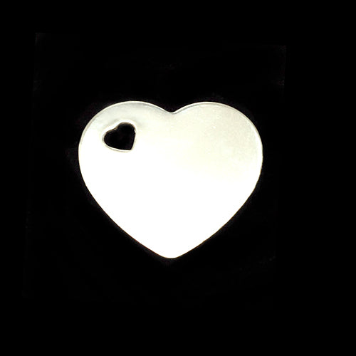 Metal Stamping Blanks Sterling Silver Heart with Heart Shaped Hole,  16mm (.63") x 16mm (.63"), 24g