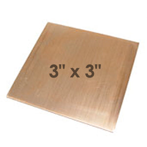 Copper Sheet Metal, 3" x 3", 22 Gauge