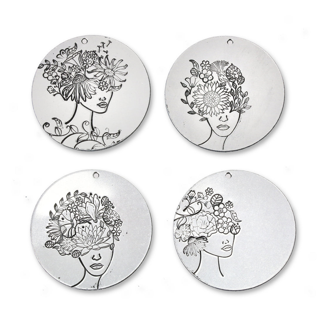 Head / Face Looking Forward, Tilting Right Metal Design Stamp, 11mm - Beaducation Original