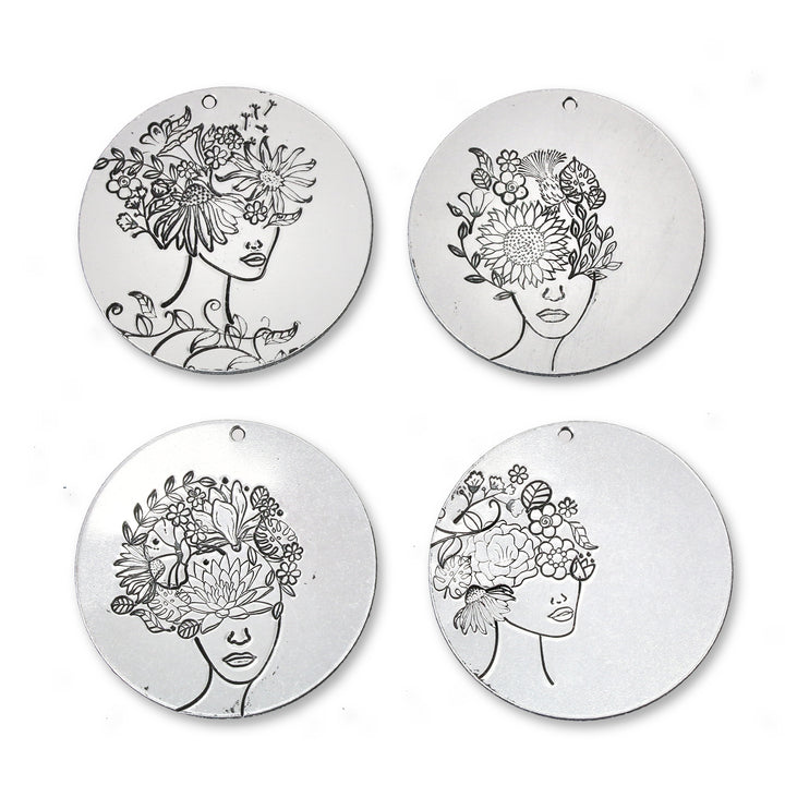 Head / Face Looking Forward, Tilting Right Metal Design Stamp, 11mm - Beaducation Original