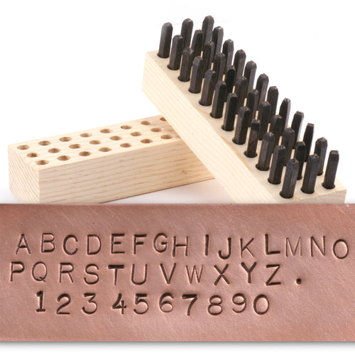 Metal Stamping Tools USA Made Block Uppercase Letter & Number Stamp Set 1/8" (3.2mm)