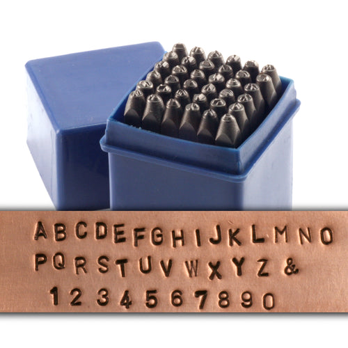 Basics Metal Alphabet and Number Stamp Kit Tools Set with Wood Box - 5/16 inch
