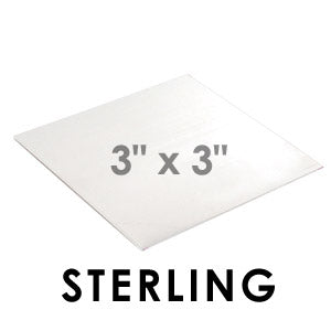 Sterling Silver Sheet Metal, 3" x 3", 22 Gauge, **Brushed Finish